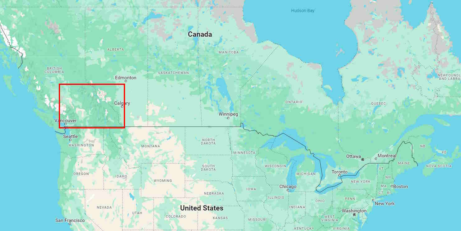 Alberta and BC within Canada
